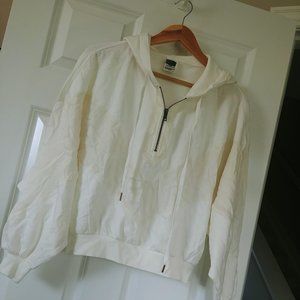new victoria's secret pink satin doleman anorak jacket white xs